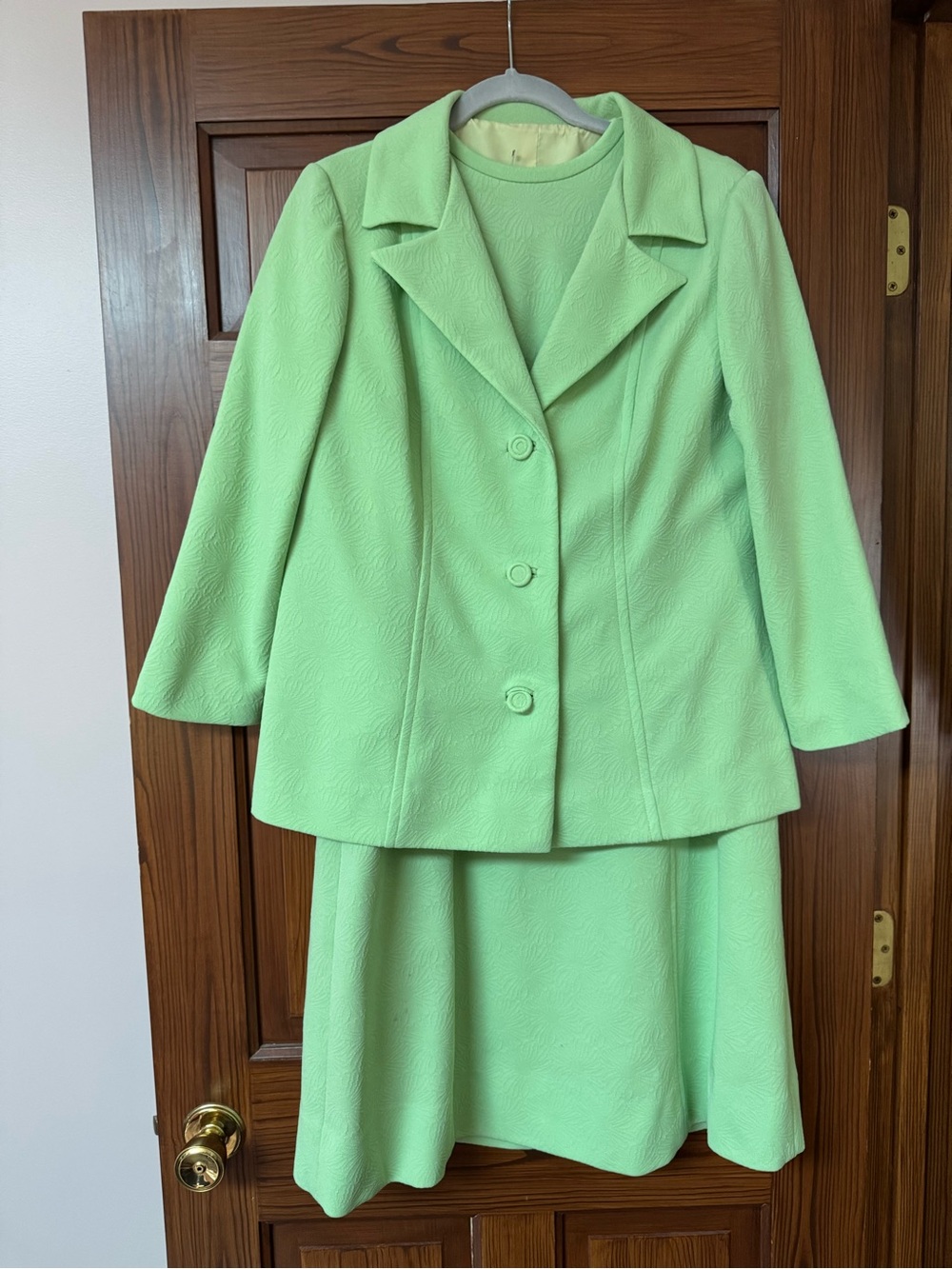 VTG 60s 70s Jack Roberts Green Mod Dress & Jacket Set 14 Union Made